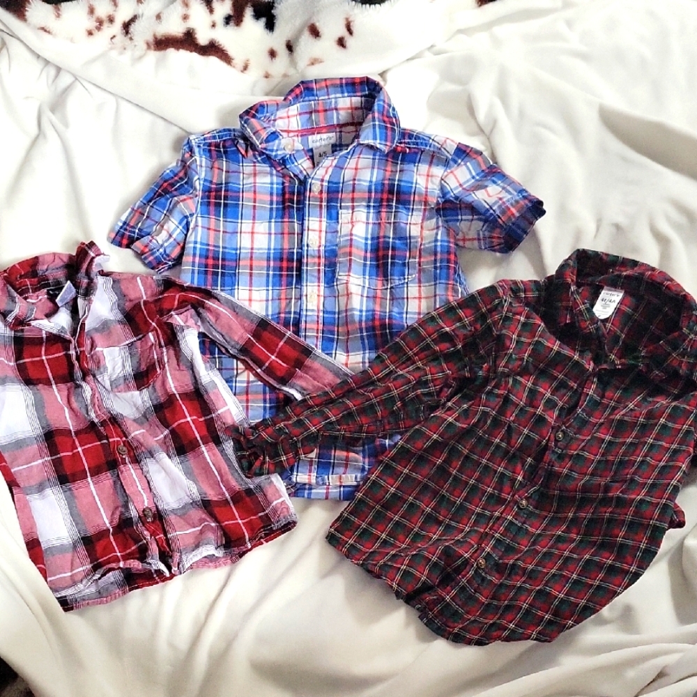 Plaid Kids Shirt Set